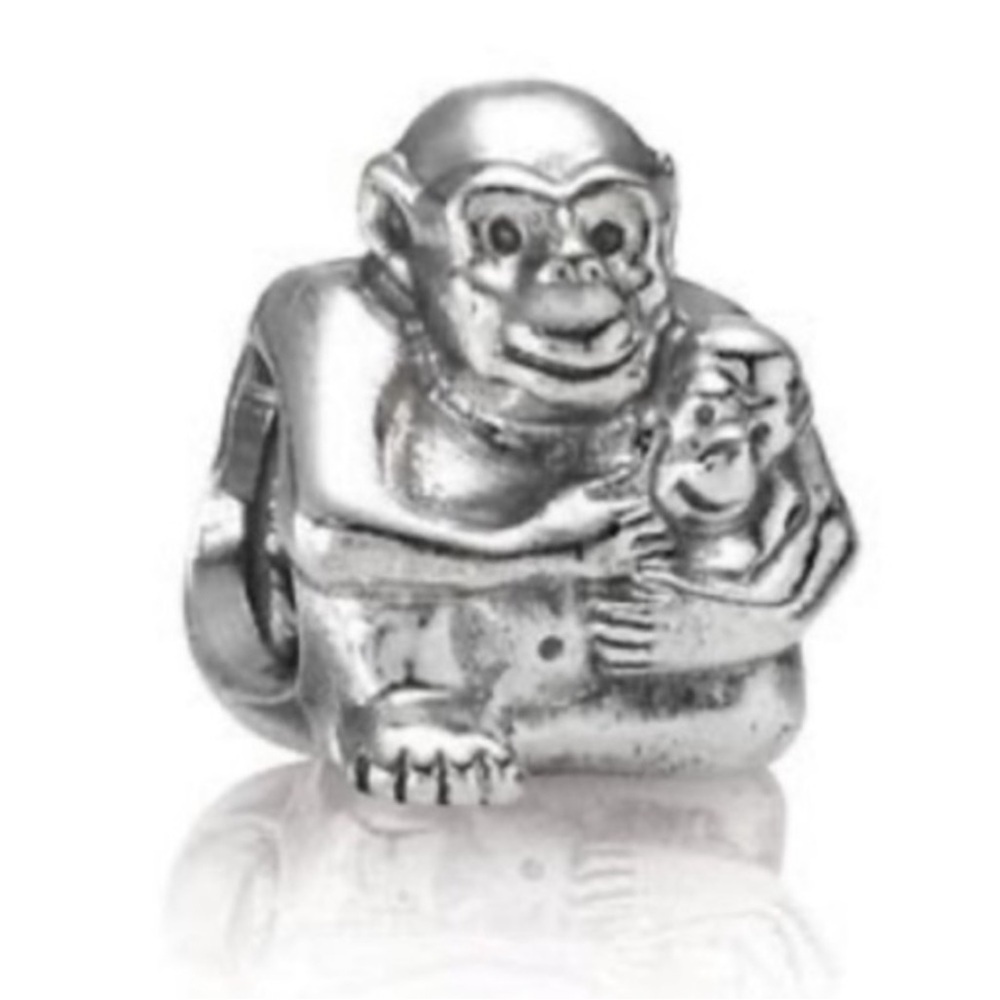 Pandora Mother & Baby Monkey Animal Rare Retired Bead Chadm
